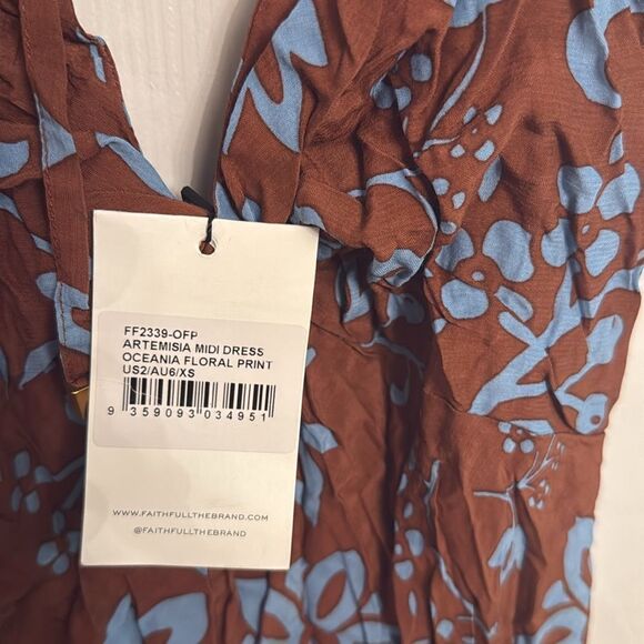 Faithfull the Brand Artemisia Halterneck Midi Dress Oceania Floral Print Size 2 - Picture 6 of 8